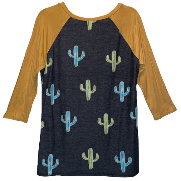 Promesa Cactus Print Raglan Sleeve Top Medium - Picture 2 of 5